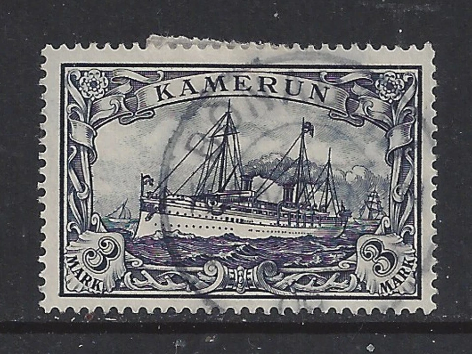 German colonies  1900 CAMEROUN 3 Mark Yacht issue used,  BONABERI    $ 164.00 - Image 1 of 1