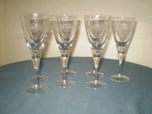 Antique 7 crystal glass hand-engraved wine glasses champagne wine glasses - Picture 1 of 9