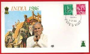 1986 - Briefumschlag Fdc 1. Tag ** Vatikan - Papst J.P.II - Schwein - Indien - Yv.612/635 - Bild 1 von 1
