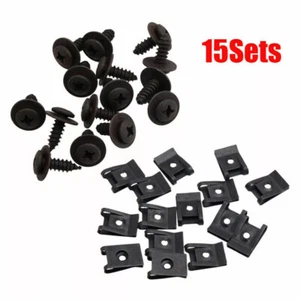 15 Pair Car Accessories Metal U-type Bumper Fender Panel Fastener Clip w/ Screw - Imagen 1 de 13