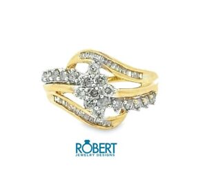 1.00 Ct Natural Diamonds Cocktail Ring In 10k Yellow Gold Size 7.25