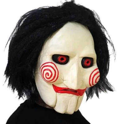 Maske Saw Clown Maske mit Haaren Horror Killer Latex Maske Halloween Kostüm - Bild 1 von 2