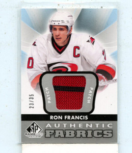 RON FRANCIS 2012-13 UPPER DECK SP GAME USED AUTHENTIC FABRICS JERSEY PATCH AF-RF