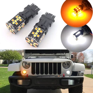 2x 3157 No Hyper Flash Switchback LED White Parking Amber Front Turn Signal Bulb - Picture 1 of 16