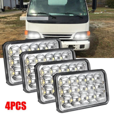 4pcs 4x6 inch LED Headlights DRL Hi/Lo Beam H4 Fit GMC W3500 W4500 W5500 Forward - Image 1 of 4