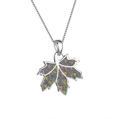 Hawaiian Fire Opal Orange Maple Leaf pendants Silver Filled For Women Girls - Image 1 of 4