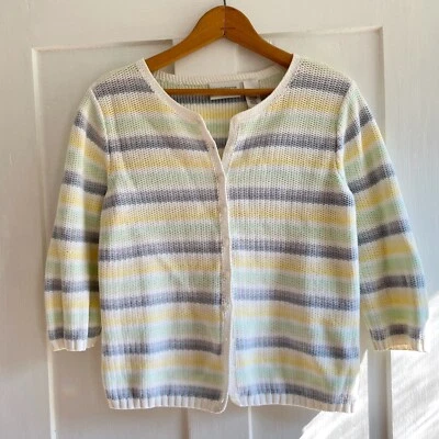 Vintage Liz Claiborne Cotton Pastel  Stripe Sweater Size Small - Image 1 of 4