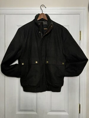 Chaqueta Bomber Vintage London Fog Para Hombre Talla S Abrigo de Lana Negro Carbón Cremallera Completa Foto 1 de 4