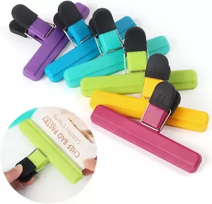 6 Pack Large Chip Bag Clips Assorted Color Food Bag Clips Plastic Heavy Duty - Picture 1 of 12