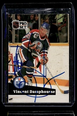 1991-92 Pro Set In Person Autograph Vincent Damphousse RC Edmonton Oilers #381 - Image 1 of 2