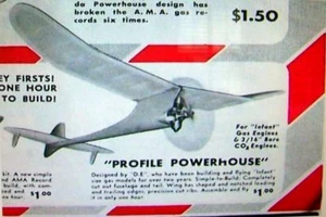 TWO PROFILE POWERHOUSE PLANS for a 24" & a 30" Berkeley 1/4A FF Model Airplanes - Picture 1 of 6
