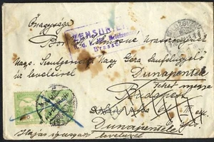 RUMÄNIEN UNGARN 1914 TURUL @KOLOZSVÁR-BUDAPEST-DUNAPENTELE ZENSURIERT Brassó Ku - Bild 1 von 2
