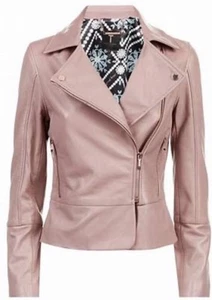 BNWT Ted Baker Lizia Minimal Biker Leather Jacket Size TB4 UK12-14 - Picture 1 of 21