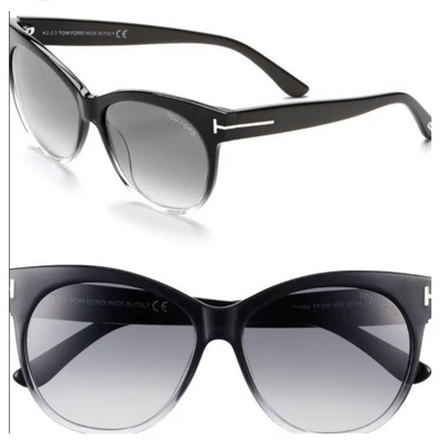 Tom Ford SASKIA Sunglasses Black Transparent Frame Smoke FT0330 05B 57-14 140 - Image 1 of 4