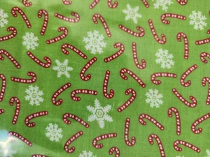 Candy Canes and Snowflakes Holiday Fabric By the Yard - Picture 1 of 3