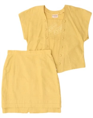 PFISTER Womens 2 Piece Skirt Set EU 42 Large W28  Yellow Linen DQ10 - Image 1 of 4