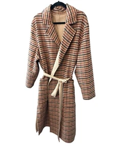 Banana Republic Reversible Wool Blend Checked Solid Trench Coat Camel Size XXL - Picture 1 of 9