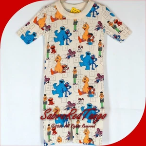NWT HANNA ANDERSSON ORGANIC SHORT JOHNS PAJAMAS HOPSCOTCH SESAME STREET 100 4T 4 - Picture 1 of 4