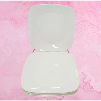 9 Vintage Vitrelle Corelle by Corning White Square Dinner Plates Made in USA - Image 1 of 4