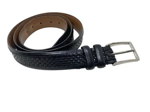 Allen Edmonds Mens Black Dress Belt Imported Calfskin 28001 Textured Size 42 - Picture 1 of 9