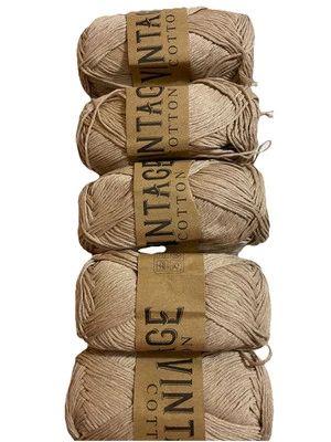 Vintage Cotton DK Yarn for Knitting/Crochet 5 x 100 Beige V11 - Image 1 of 4