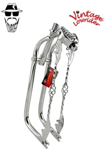 Vintage Lowrider 20" Bent Leg Springer Chrome Fork w/Wing Bird Cage Twisted Bars - Picture 1 of 1