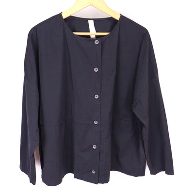 Ischiko Osaka Black Button Lagenlook Tunic Top Blouse Long Sleeve Breathable - Image 1 of 4