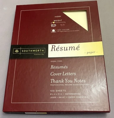 Papel de currículum Southworth Company 24 lb marca de agua 8,5 X 11 color marfil Foto 1 de 4
