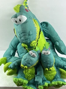 Plato Publix Green Dinosaur Family Vtg Nylon Stuffed Parachute Plush Lot Of 3 - Picture 1 of 22