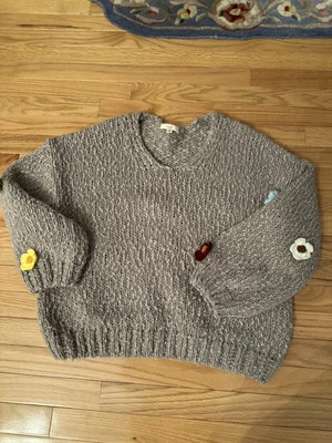 Suéter Caballete Nuevo Con Etiquetas con Flores Aplicadas Margarita Gran Tamaño Pequeño Foto 1 de 4