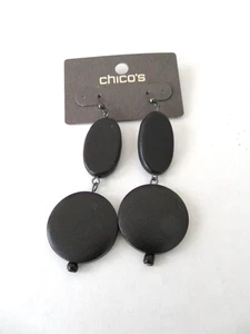 CHICO'S BLACK DANGLE EARRINGS HOOK - Picture 1 of 1