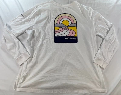 Camiseta Columbia Manga Larga Gráfica Talla 2X/2TF Blanco Algodón Mujer Pesca Foto 1 de 4
