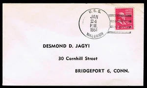 EE. UU. # 806 EN PORTADA DE LA MARINA MARCA POSTAL USS WALDRON 1951 (ESP#034) - Imagen 1 de 1