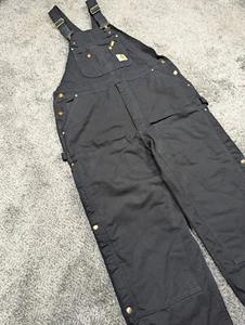 Carhartt Overalls Mens 42x32 Black Duck Canvas Insulated R41BLK Work Double-knee - Picture 1 of 15