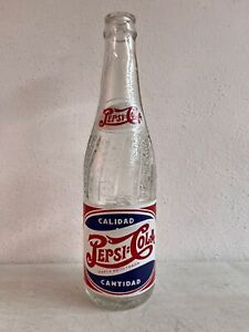 Antique Mexican PEPSI COLA BOTTLE Double dot double point empty from 1940's