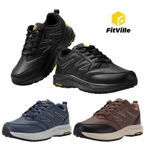 FitVille Men's Wide Fit Hiking Shoes Walking Trekking Trainers with Arch Support - Picture 1 of 49
