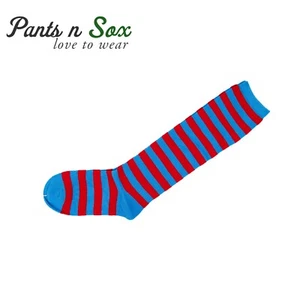 Womens Knee High Red Blue Socks Striped Ladies Long Stripe AU Stock 2-8 - Picture 1 of 1