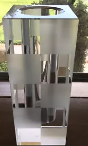 "SCHACHBRETT SCHWERE HANDGEFERTIGTE SIGNIERTE LUCEN PICCARD KRISTALLVASE 10" - Bild 1 von 6