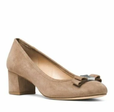 MICHAEL Michael Kors Women's Caroline Suede Mid Block Heel Pumps Khaki Size 7 M - Image 1 of 4