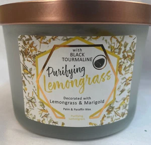 Purifying Lemongrass Scented Candle With Black Tourmaline And Marigold  - Picture 1 of 6