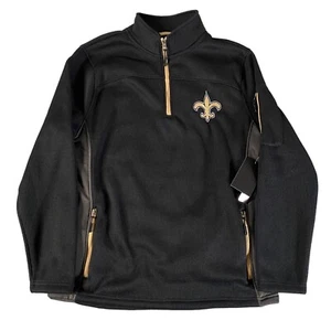 New Orleans Saints NFL Sweatshirt Mens Large Black Fleece 1/4 Zip Pullover NEW - Picture 1 of 11