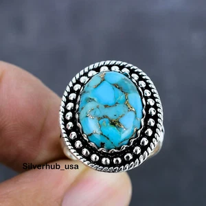 Blue Copper Turquoise 925 Sterling Silver Jewelry Handmade Ring All Size SA-114 - Picture 1 of 8