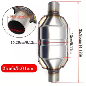 UNIVERSAL 2" 5CM SPORTS CAT CATALYTIC CONVERTER HI FLOW 400 CELL STAINLESS STEEL - Picture 1 of 12
