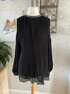 Next Black Top Beaded Cold Shoulder Tunic Evening Size 16 BNWT Christmas Party - Picture 1 of 7
