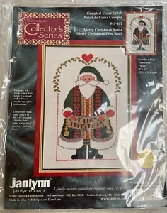 JANLYNN COLLECTORS SERIES COUNTED CROSS STITCH KIT, 41-101 MERRY CHRISTMAS SANTA - Picture 1 of 2