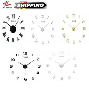 DIY Modern Large Wall Clock 3D Mirror Surface Sticker Home Decor Art Design - Picture 1 of 21
