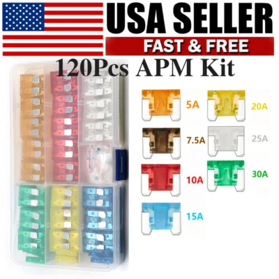 120Pcs 5A-30A Low Profile Micro Mini Blade Fuse Assortment Kit for Car Truck - Image 1 of 4