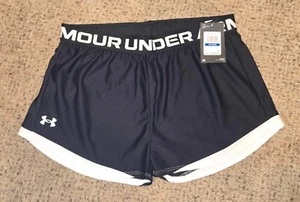 NEW Under Armour Girls Shorts Black White YXL Youth Extra Large Play Up 2.0 - Picture 1 of 5