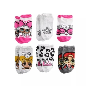 Girl's LOL Surprise 6-Pair No-Show Ankle Socks Fits Shoe Size 7-3 - Picture 1 of 1