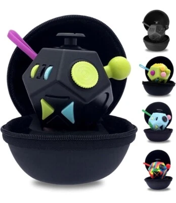 PILPOC Fidget Cube a 12 Lati (Nero e Mix) – Cubo Antistress Adulti e Bambini in  - Immagine 1 di 4
